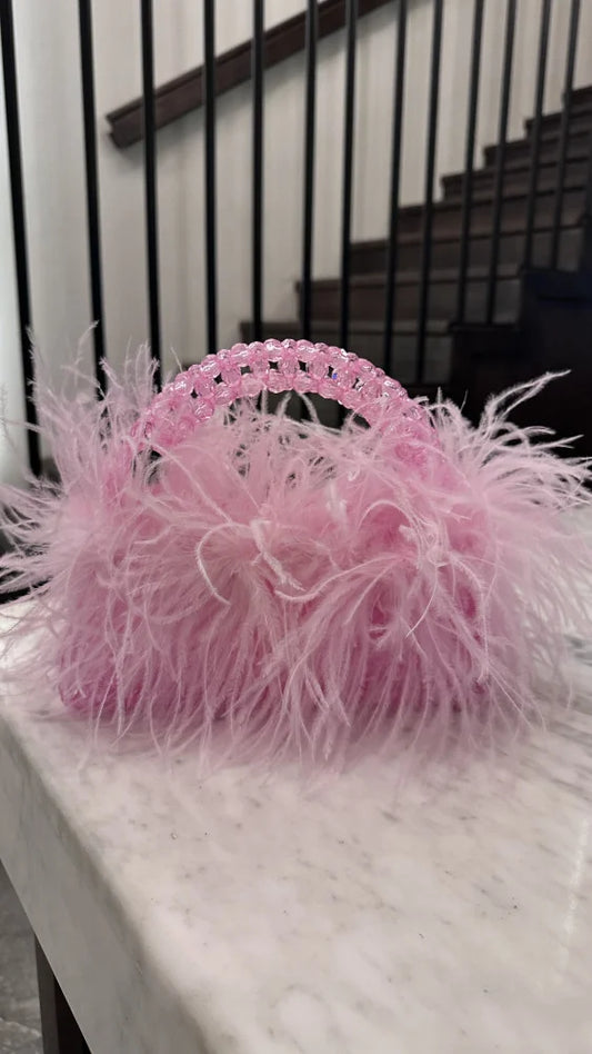 Luxury Pinky feather bag