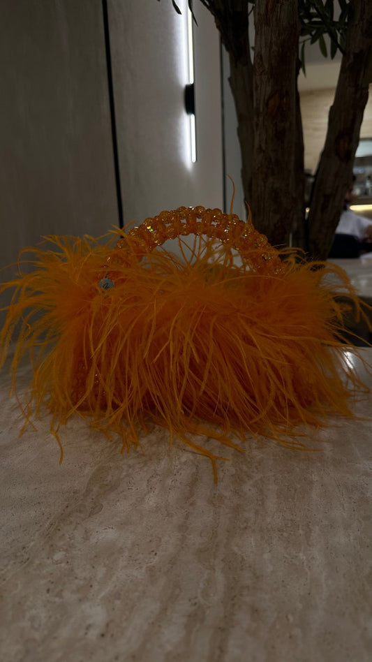 Luxury Orange feather bag