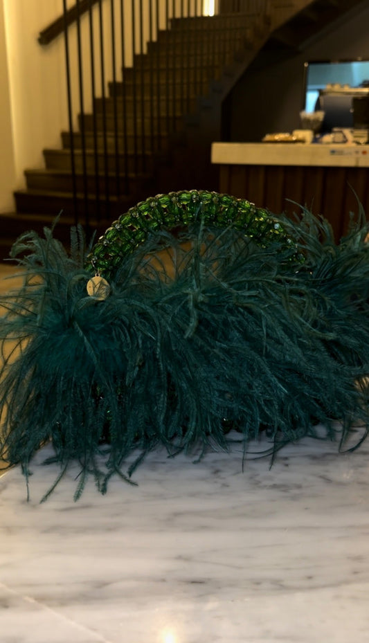 Luxury Green feather bag