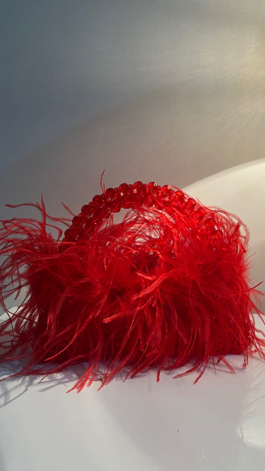 Luxury Red feather bag