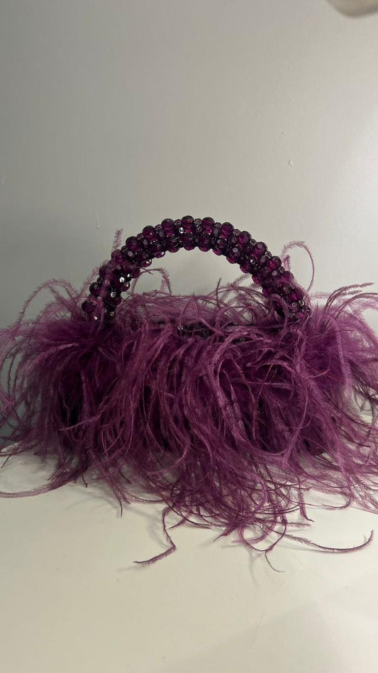 Luxury purple feather bag