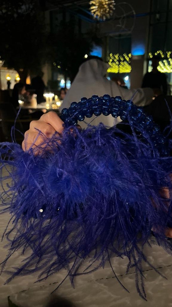 Luxury Bleu feather bag